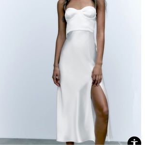 MIDI DRESS WITH ADJUSTABLE CROSS-BACK SPAGHETTI STRAPS
